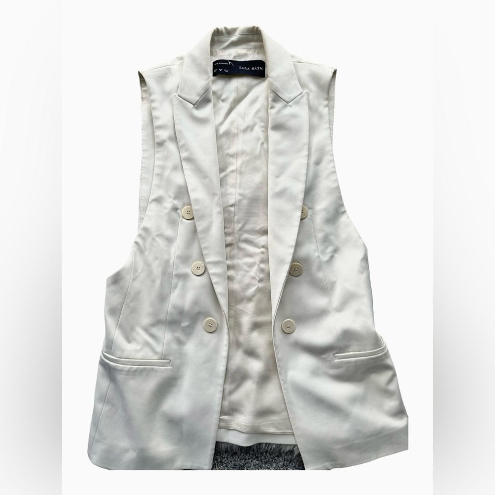 Women’s Zara Basic Off White Blazer Vest